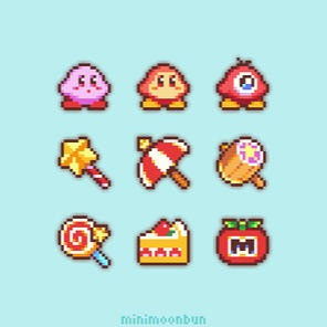 kirby badges by minimoonbun (on etsy)